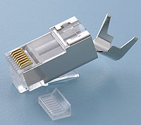 TC6L5-B CAT6 两件式单排带尾夹 CNCOB 胜高屏蔽长身水晶头