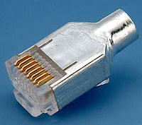 T8SE CAT5E 8P8C 带马口铁铜壳 两件式 CNCOB 胜高短身水晶头